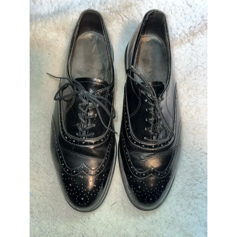 Vintage Red Wing Black Leather Wingtip Brogues Shoe - Size 8.5
